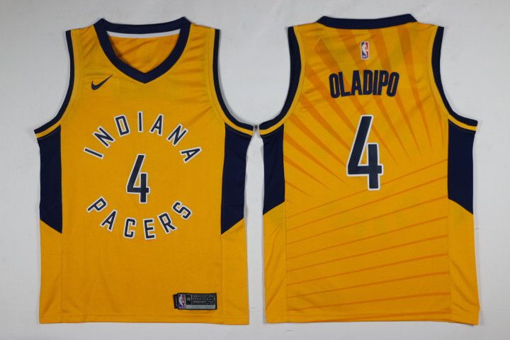 Men Indiana Pacers #4 Oladipo Yellow Nike NBA Jerseys->->NBA Jersey